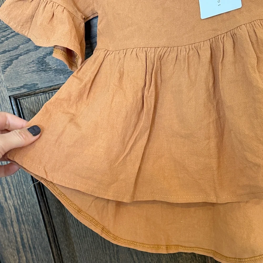 NWT Reverie Threads Dark Orange Ruffle Sleeve Tunic Top Size 100 (US size 4) - Picture 6 of 8